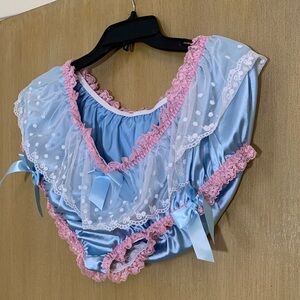 💙💙BLUE WITH LACE PLUS SIZE 2XL FRILLY WASHED NEVER WORN PANTY IF U DARE!💙💙